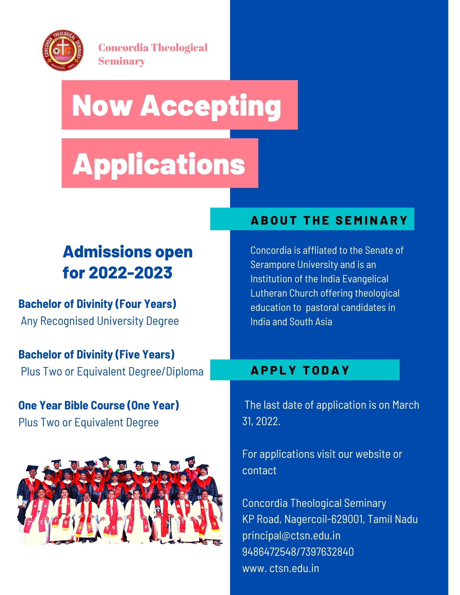 CTSN Admissions 2022-23 – Concordia Theological Seminary